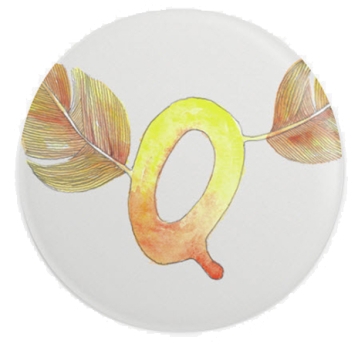 Magnet Ø 37mm rund mit dem geflügelten Buchstaben Q